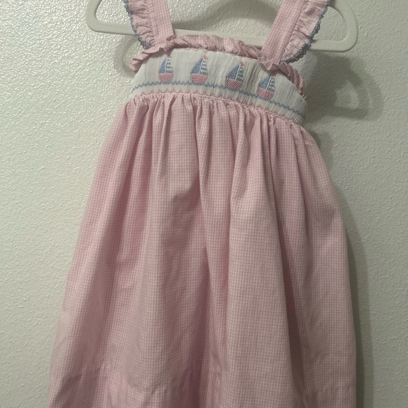 Pink Gingham Dress with Sailboat Embroidery - Picture 1 of 5